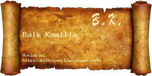 Balk Kamilla névjegykártya